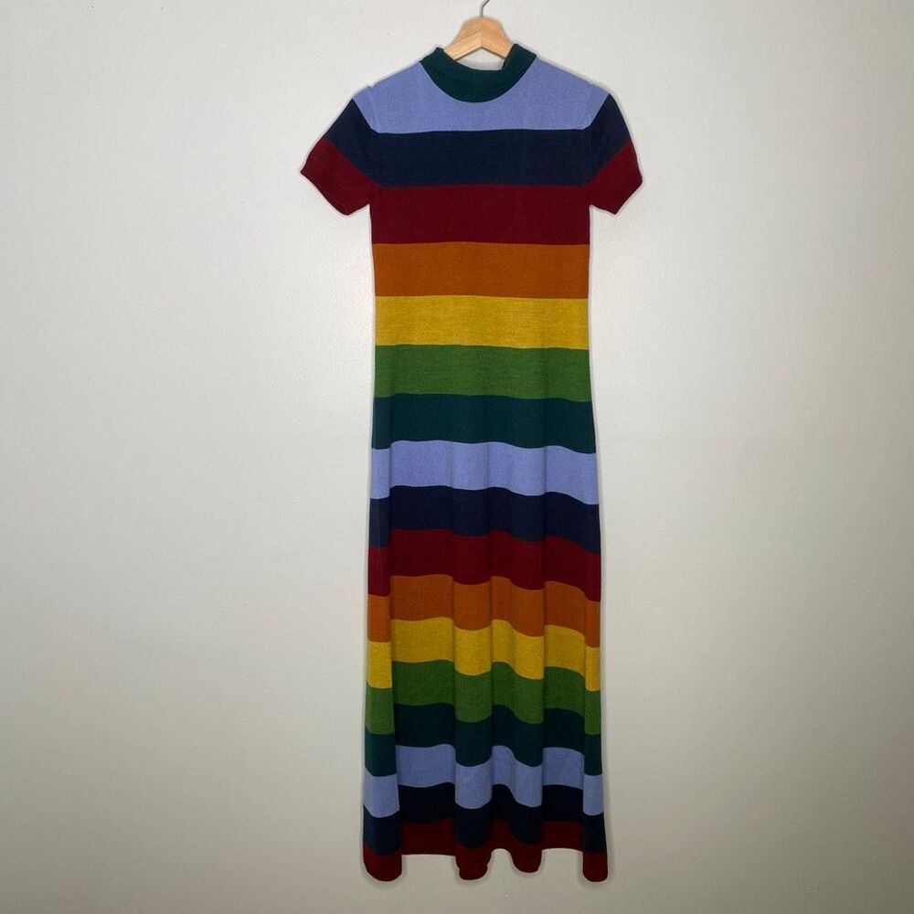 STAUD Fox Striped Merino Wool-Blend Maxi Dress XS - Picture 4 of 9